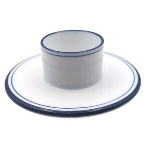 Dansk Christianhavn Blue Stripe Fine Porcelain Pillar Candle Holder Minimalist